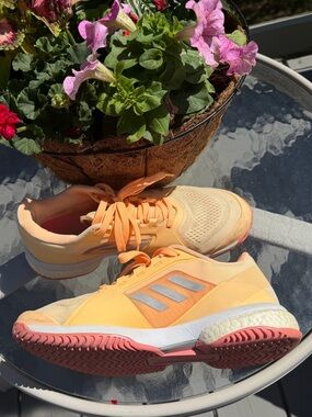 Adidas Stella McCartney Barricade Peach Pink Grey Tennis Pickleball Shoes 9